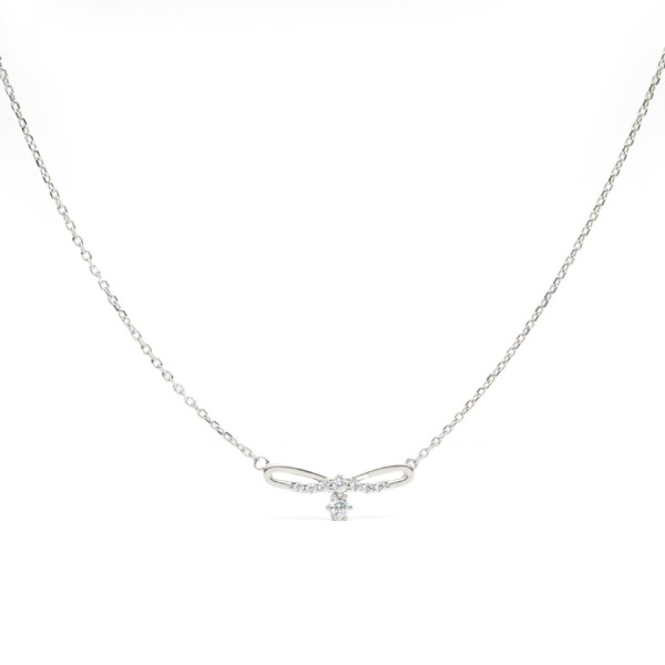 Dainty Diamond Bow Pendant Necklace