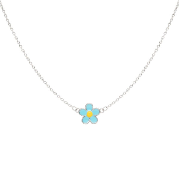 Sterling 925 Silver Blue Enamel Necklace