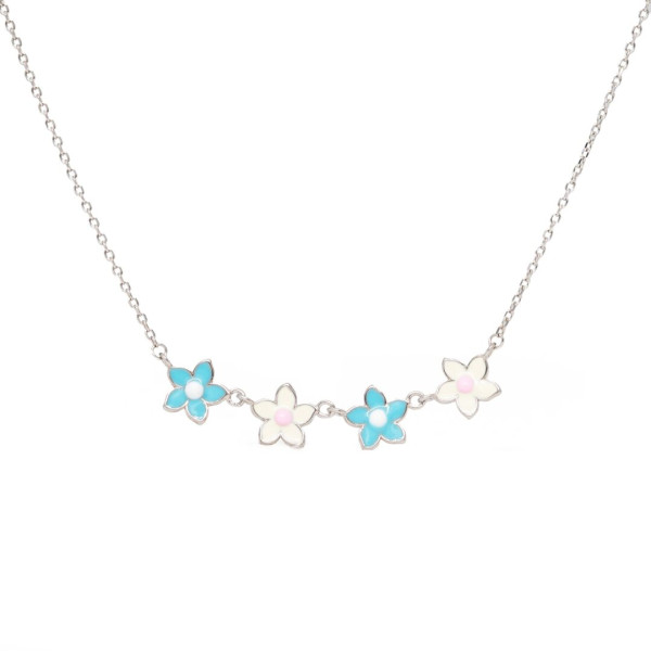 Enamel Floral Station Necklace
