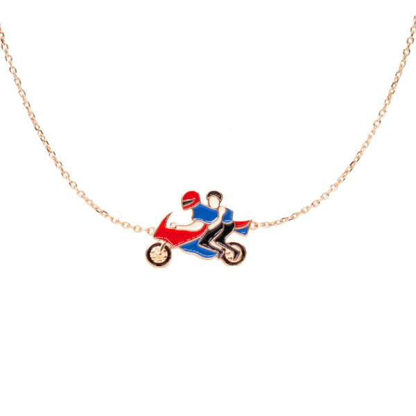 Enamel Motorcycle Couple Necklace
