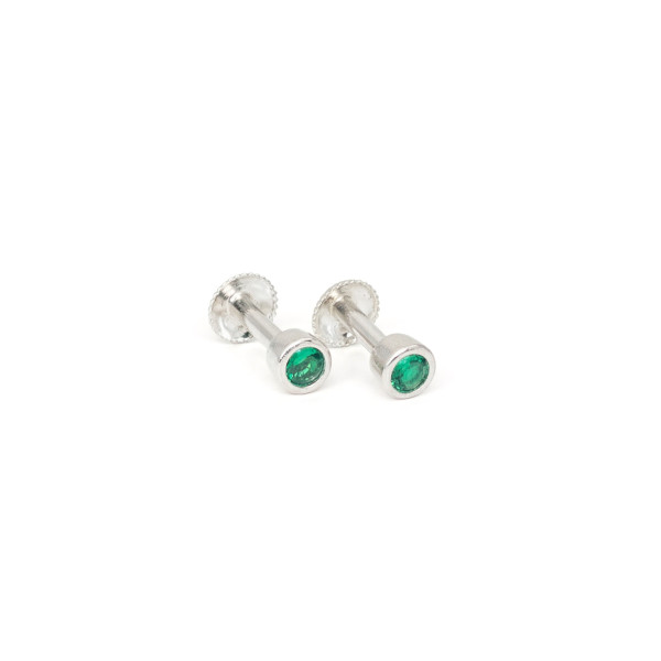 Emerald Bezel-Set Flat-Back Stud Earrings