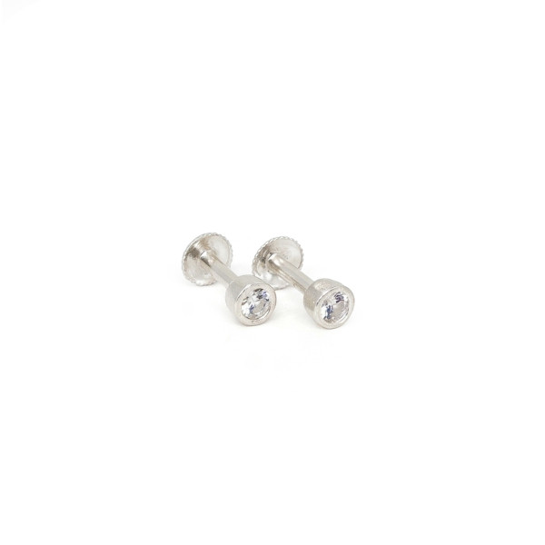 White Topaz Bezel-Set Flat-Back Stud Earrings
