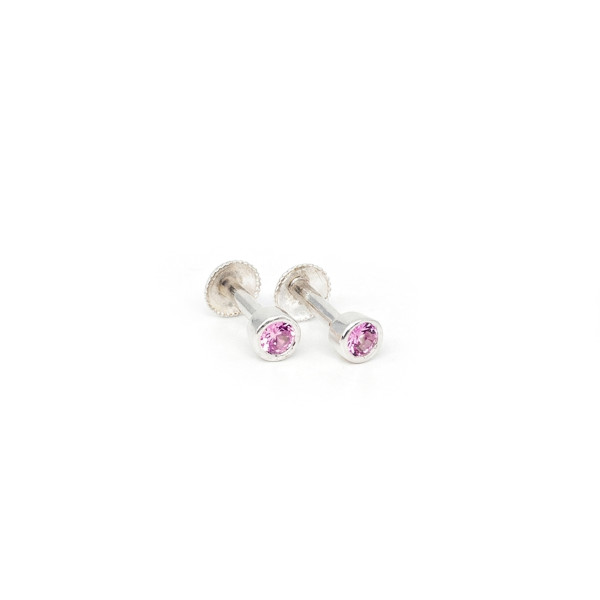 Pink Sapphire Bezel-Set Flat-Back Stud Earrings