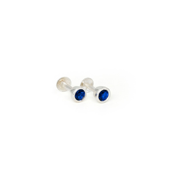 Blue Sapphire Bezel-Set Flat-Back Stud Earrings