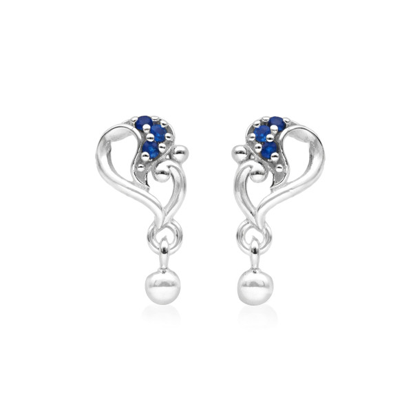 Blue Sapphire Swirl Cluster Drop Earrings