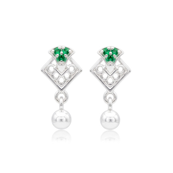 Emerald Filigree Geometric Drop Earrings
