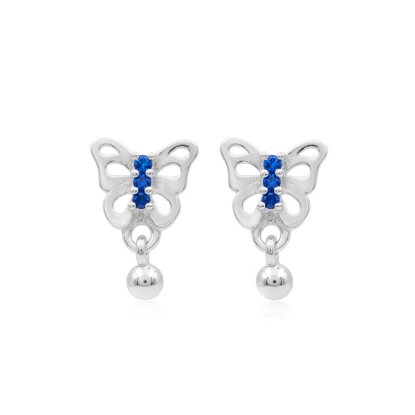 Blue Sapphire Butterfly Drop Earrings