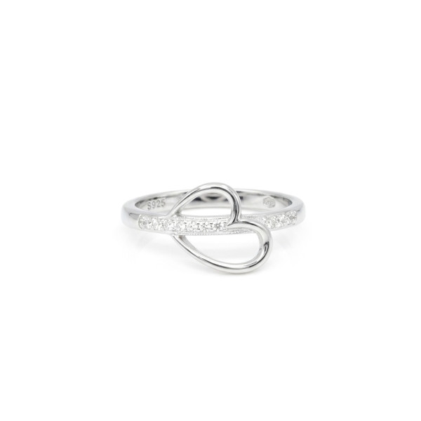 Infinity Heart Sterling Silver Band Ring