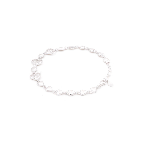 Sterling Silver Multi-Heart Link Bracelet